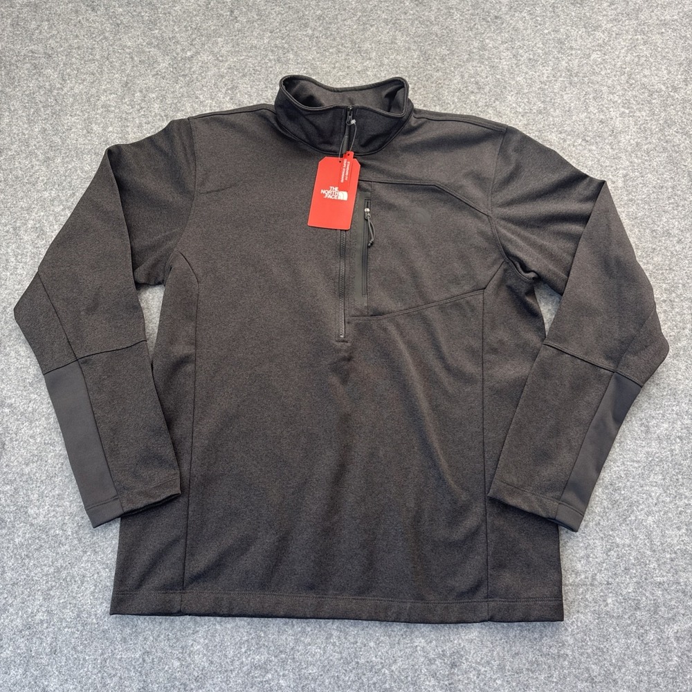 North Face Sweater Mens Large Charcoal Gray 1/4 Zip Pullover Fleece Casual NWT